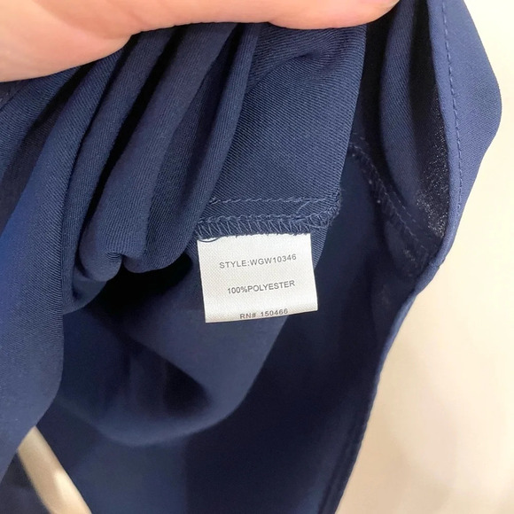 41 Hawthorn | Women's Blue Cutout Balloon Sleeve Keyhole 3/4 Sleeve Blouse Small - Picture 4 of 5